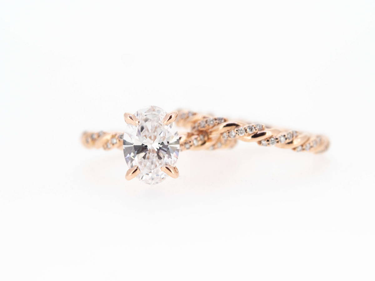 Rose gold oval diamond ring