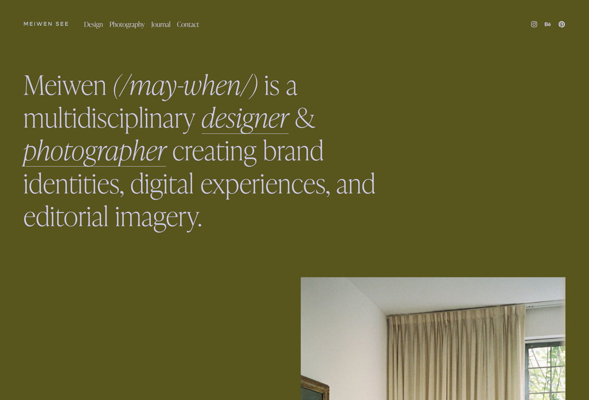 Screenshot of Meiwen See, from the squarespace websites  collection.