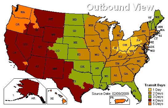 UPS Shipping Times Map - A.G.E. Yard Signs