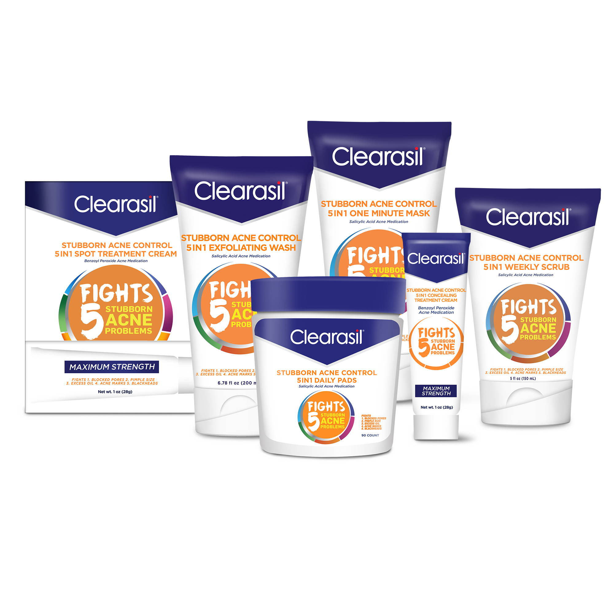 clearasil fights 5 stubborn acne problems
