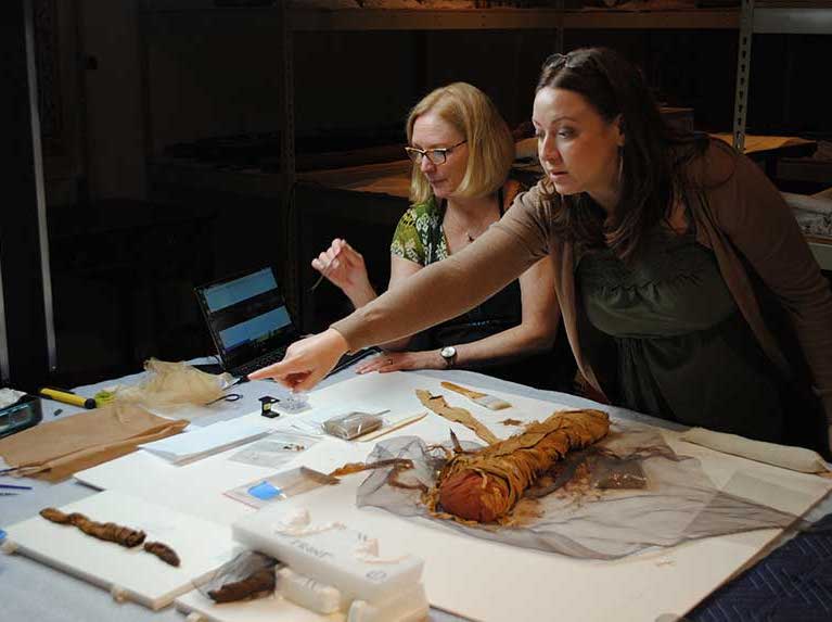 Leveque and Schellinger working on animal mummies