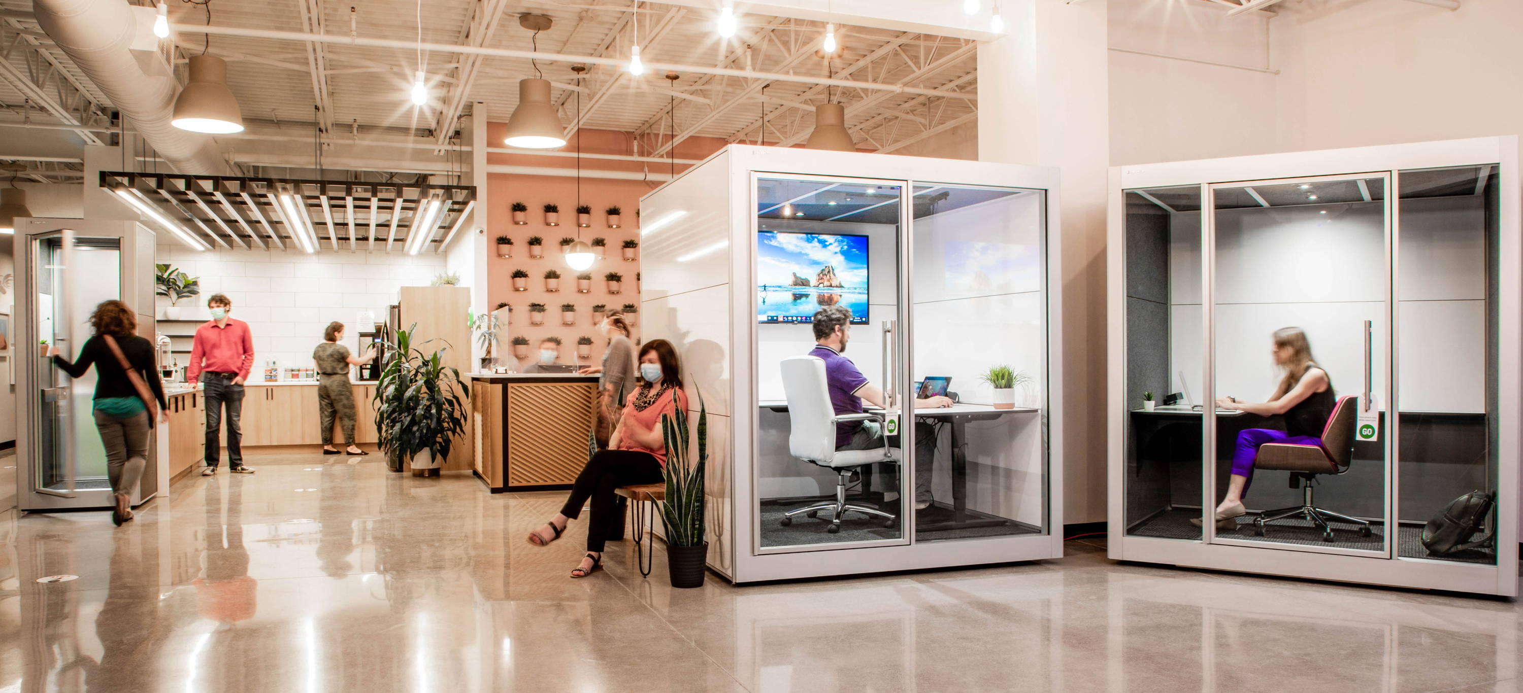 Office pods at Fractal Coworking Space in Kingston, Ontario - SnapCab Workspace