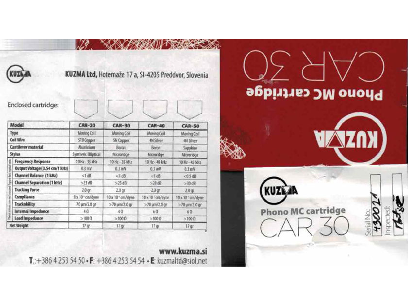 Kuzma CAR30 MC Cartridge - rebuilt as new!  Free shipping!