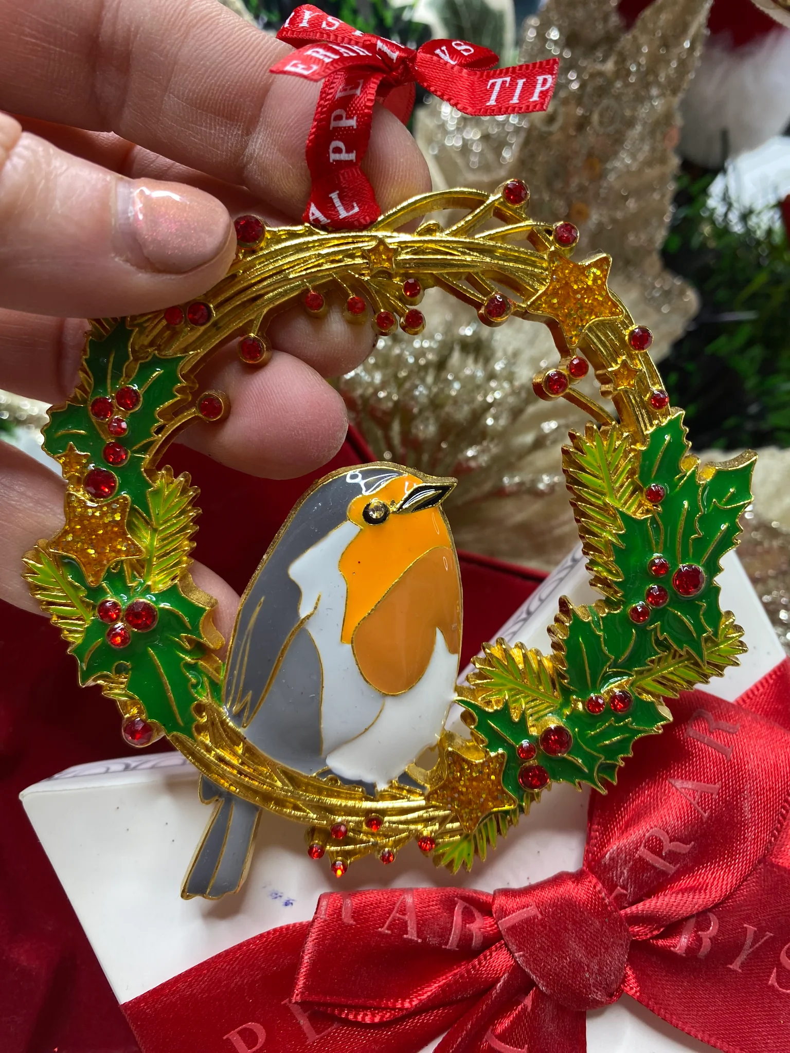 Robin Bird Tipperary Crystal Hanging Ornament