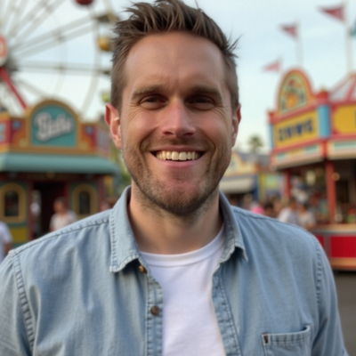 Photo generated by Secta Labs in style of Summer Carnival Portraits
