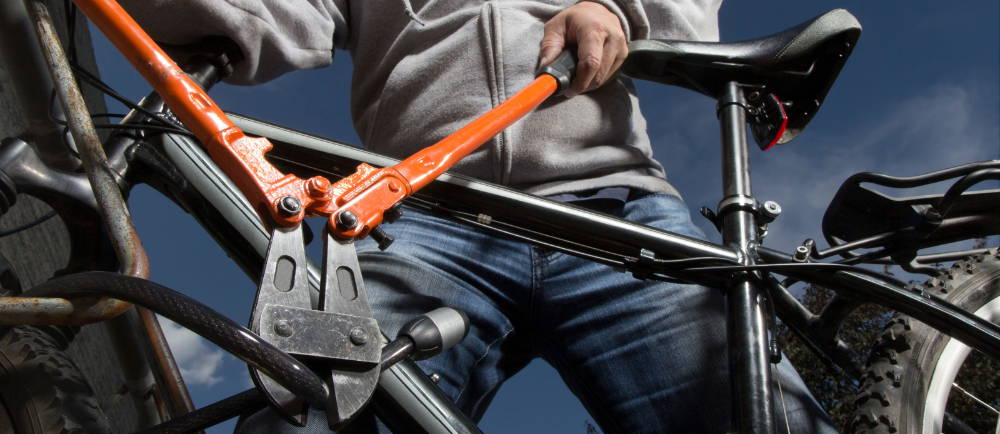 Breaking bike lock with bolt cutters
