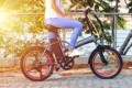 Woman riding an electric bike