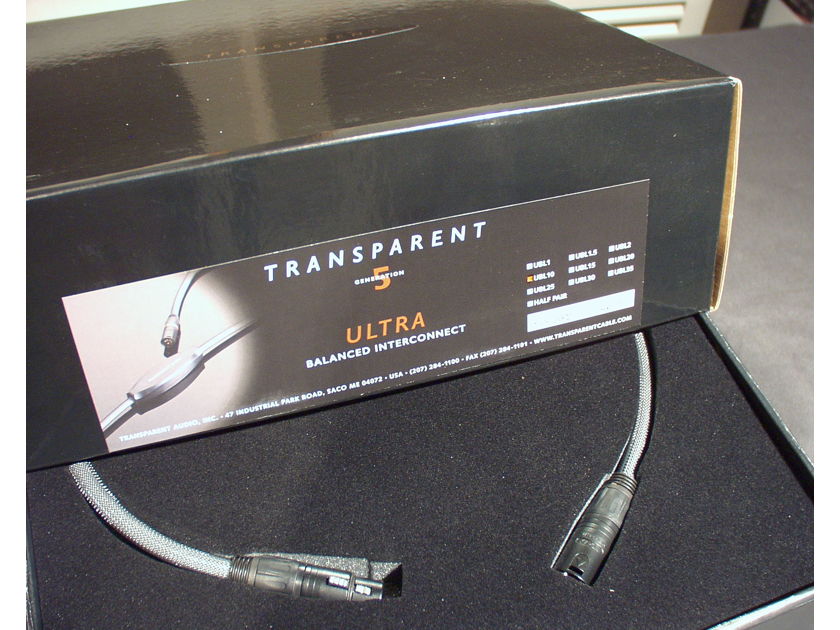 Transparent Audio Ultra Balanced Gen 5 10 foot pair Brand New