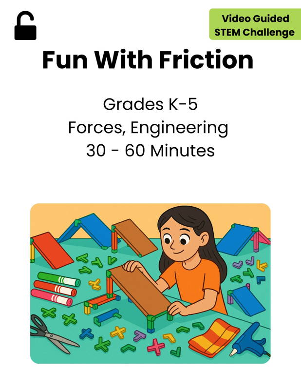 Image of a student testing surfaces for a friction STEM challenge using 3DuxDesign components, demonstrating a hands-on engineering activity that explores forces, motion, and real-world problem-solving. Ideal for K–5 classrooms seeking engaging project-based STEM learning experiences.