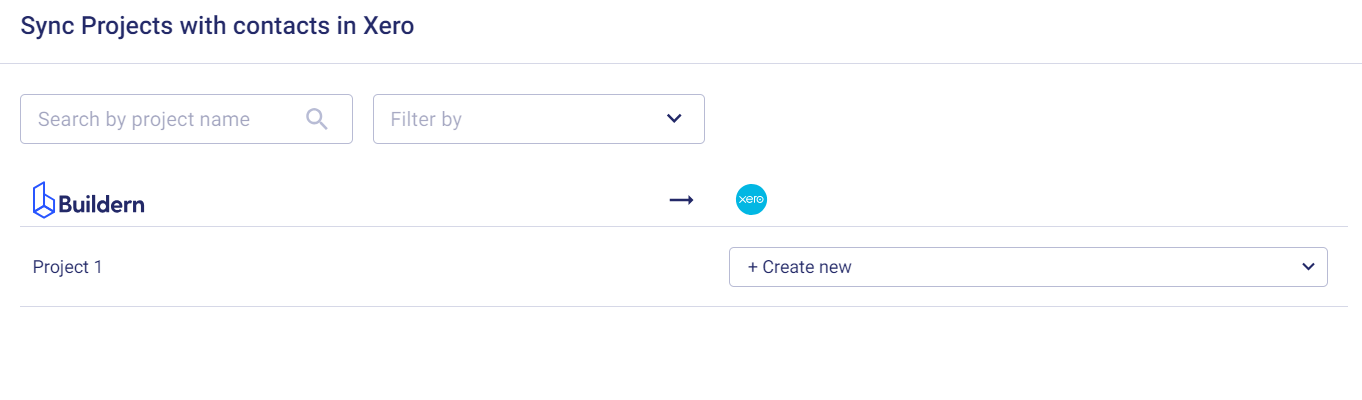 sync projects with xero contacts