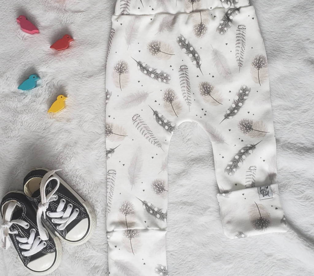 Freebird Handcrafted sustainable childrens clothing  100% organic cotton "Organic feathers" grow with me pants