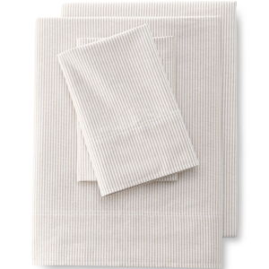 Cotton Oxford Stripe Bed Sheet Set Classi Khaki Stripe (KING)