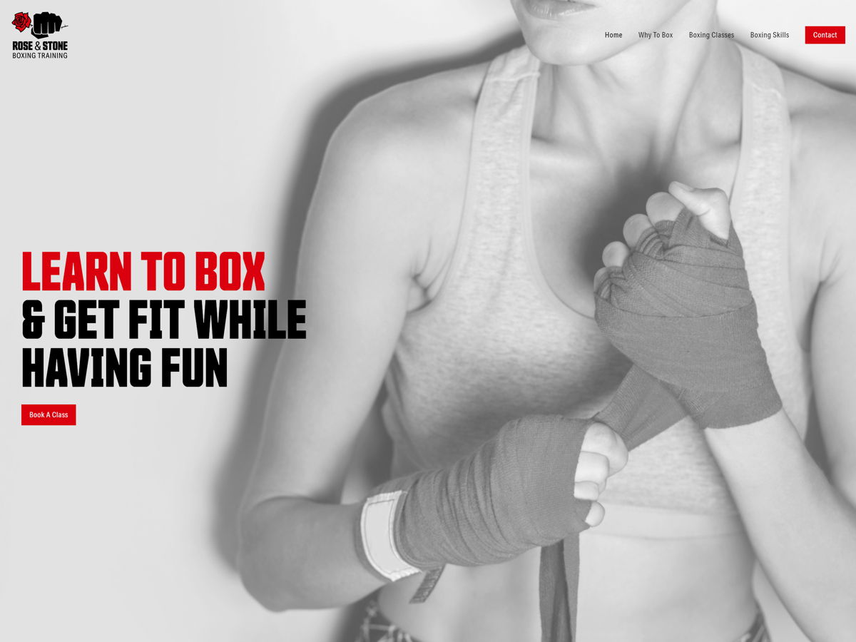 Screenshot of Rose and Stone, from the fitness websites collection.