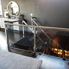 glass and steel stair railing