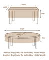 table diagrams for tablecloths size calculation