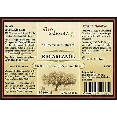 Bio Arganöl Argania Spinosa Kernel Oil 100 ml