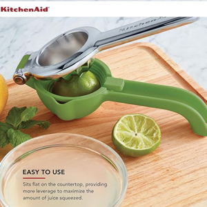 KitchenAid Citrus Juice Press Squeezer for Lemons and Limes with Seed Catcher and Pour Spout, Green, 8 inches