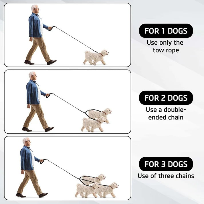 3-in-1 Tangle-Free Dog Leash for 1-3 Dogs - Heavy Duty Bungee Coupler with Reflective Stitching & Padded Handle - Image 13