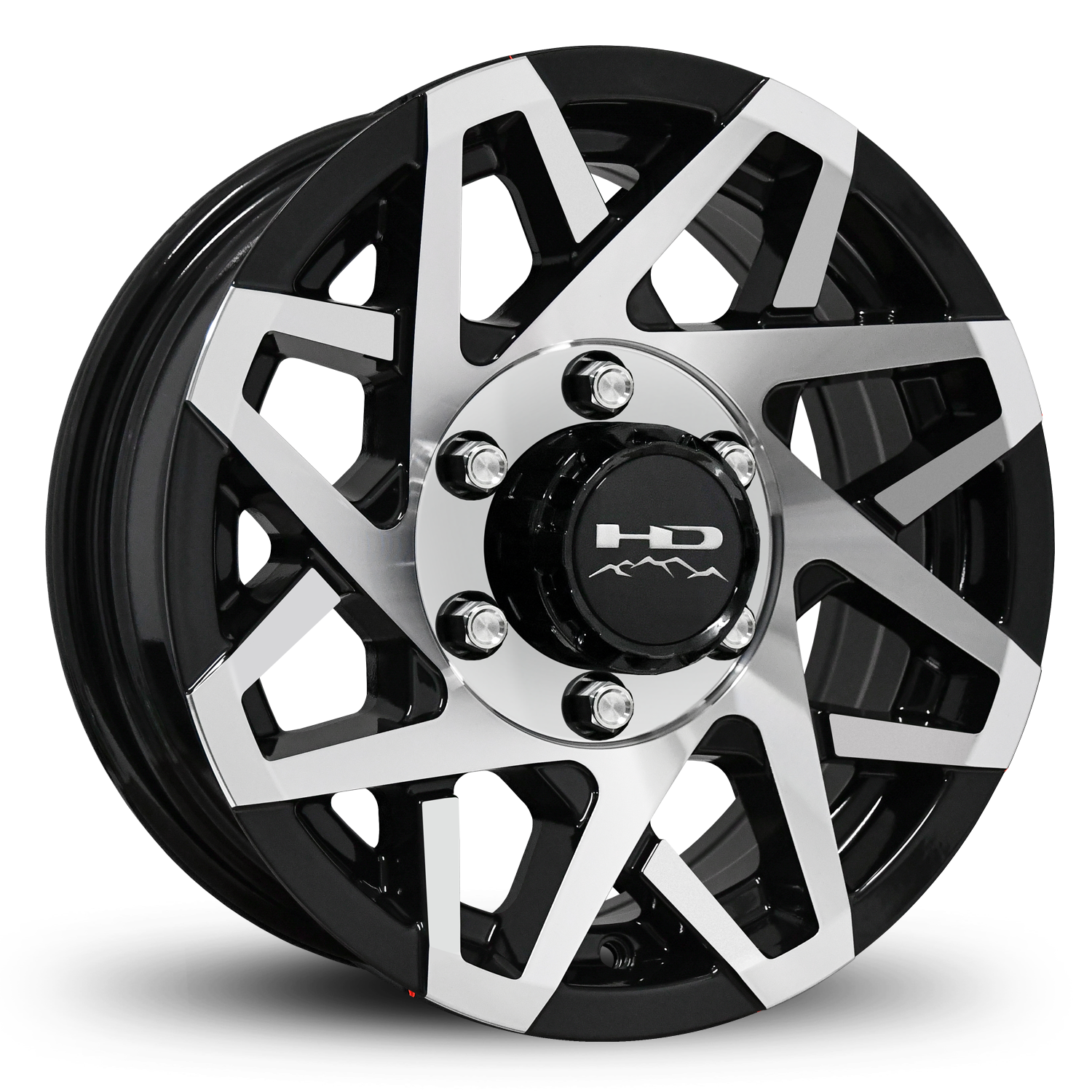 HD Off-Road Canyon Custom Trailer Wheel Rims in 16x6.0 16x6 Gloss Black Machined Face with Center Cap & Logo fits 6x5.50 / 6x139.7 Axle Boat, Car, RV, Travel, Concession, Horse, Utility, Lawn & Garden, & Landscaping.