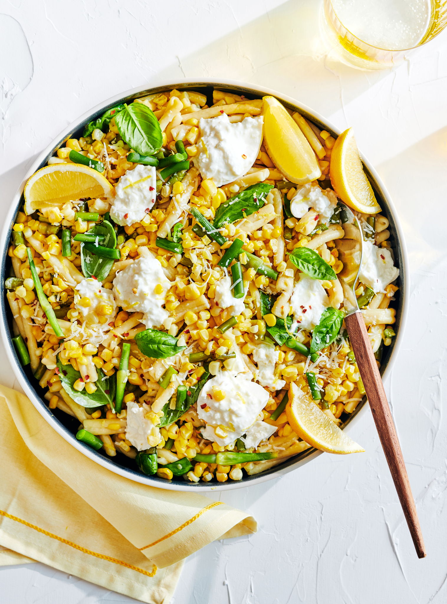 Corn and Garlic Scape Pasta with Burrata | RICARDO