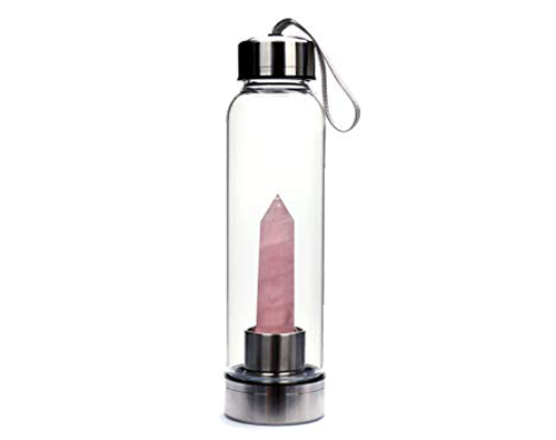 Rose Quartz Crystal Elixir Healing Water Bottle