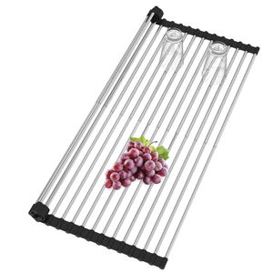 Amazon- Roll Up Dish Drying Rack, Black, 25.1''-12.4''）