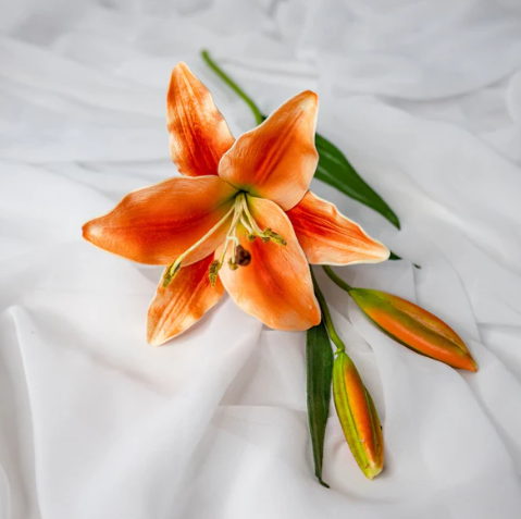 Orange Asiatic Lily Small - Realistic Artificial Flowers - Image 2