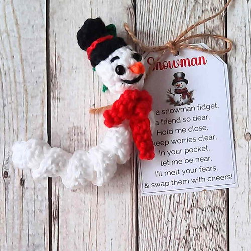 Snowman Worry Worm Crochet Pattern