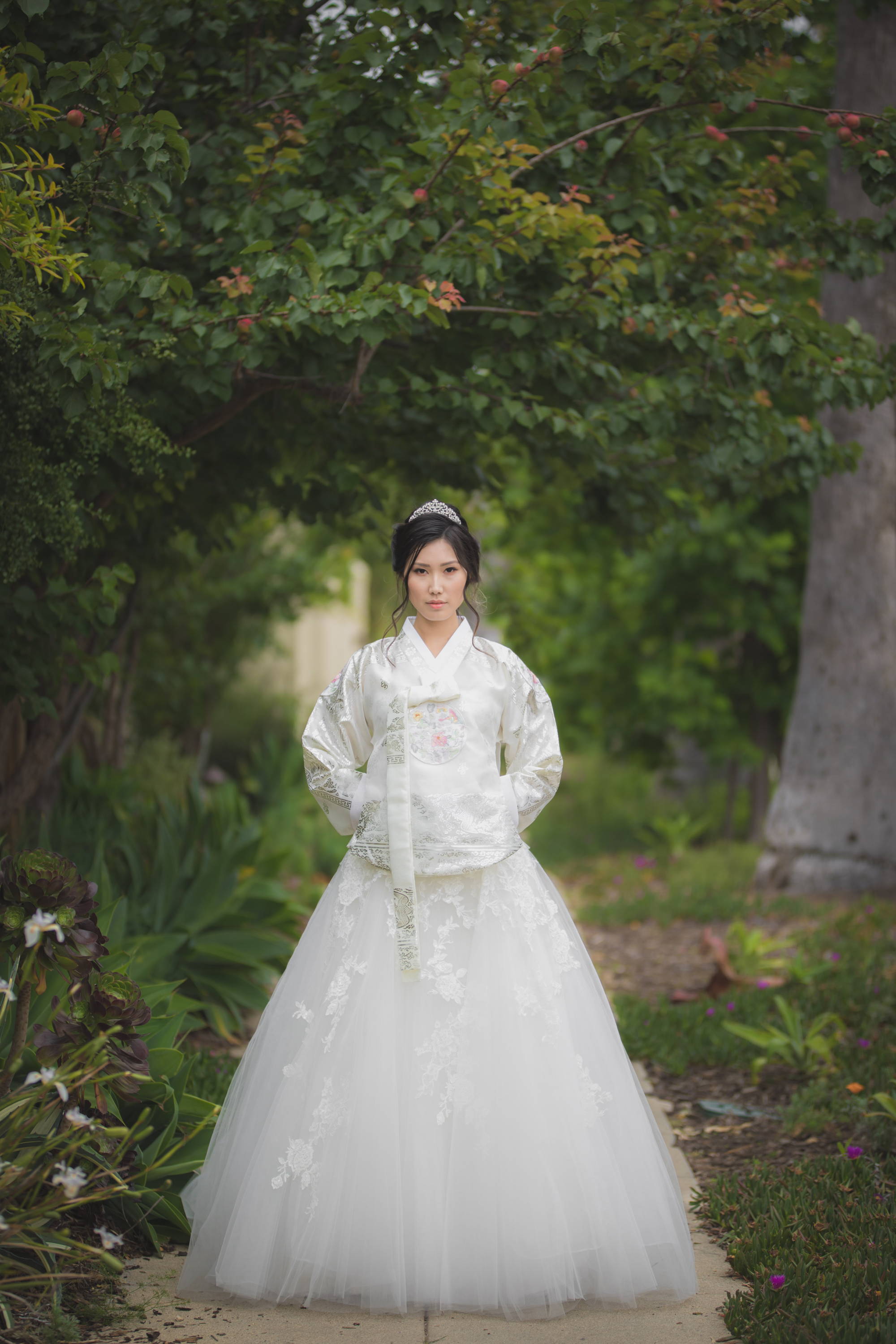 Gradient silk modern hanbok dress