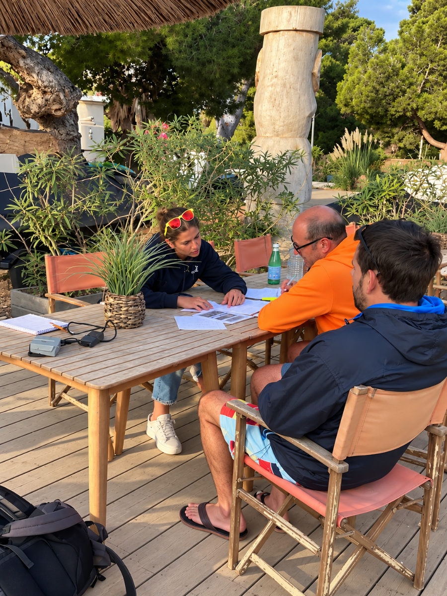 Preparing an Ocean Skills video shoot with boating professionals