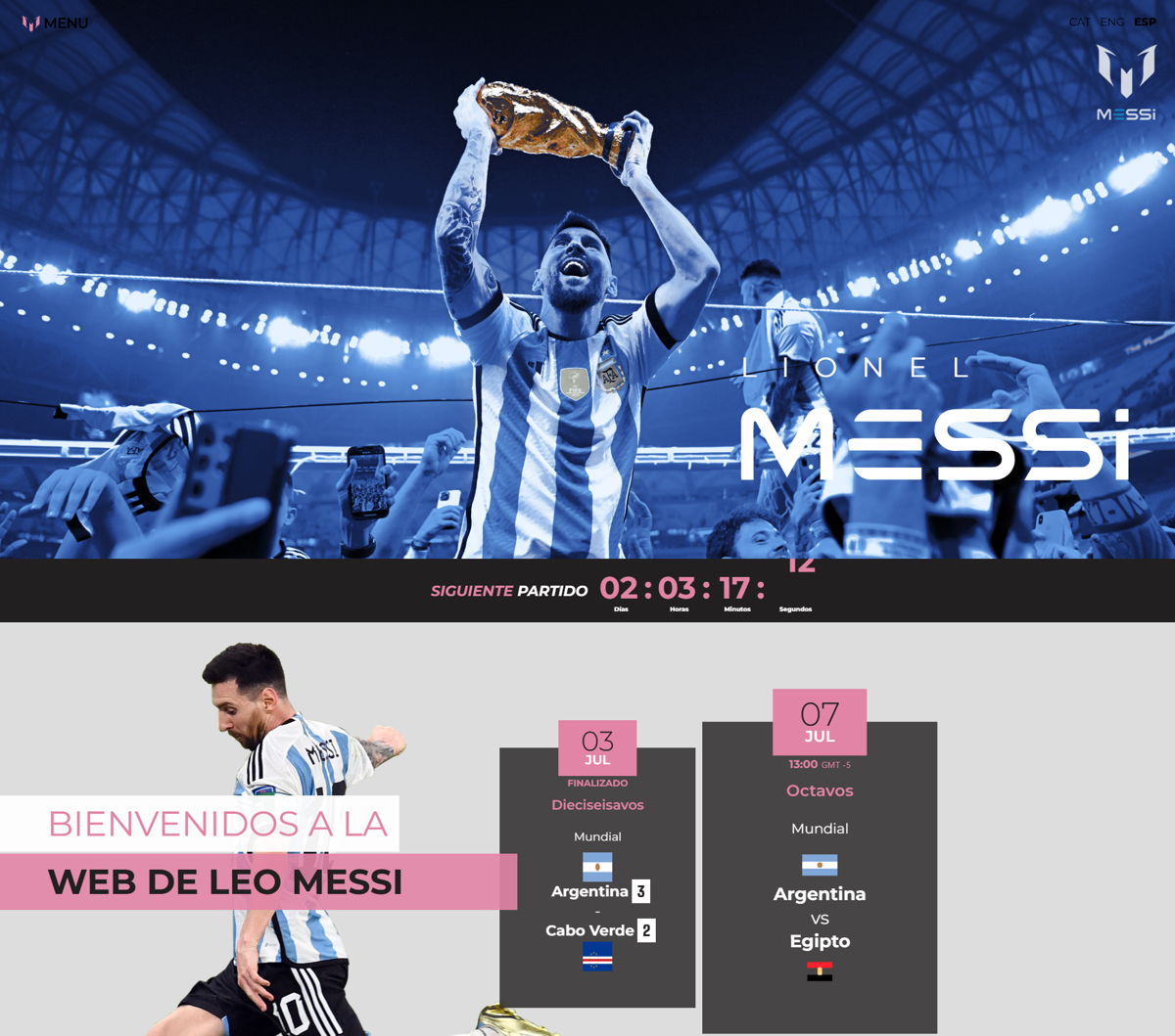 Screenshot of Lionel Messi, from the athlete websites collection.