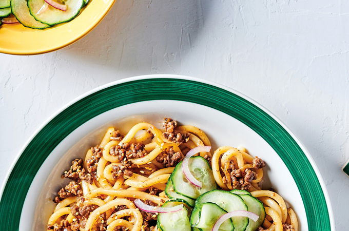 Nouilles udon au boeuf épicé et au tamari