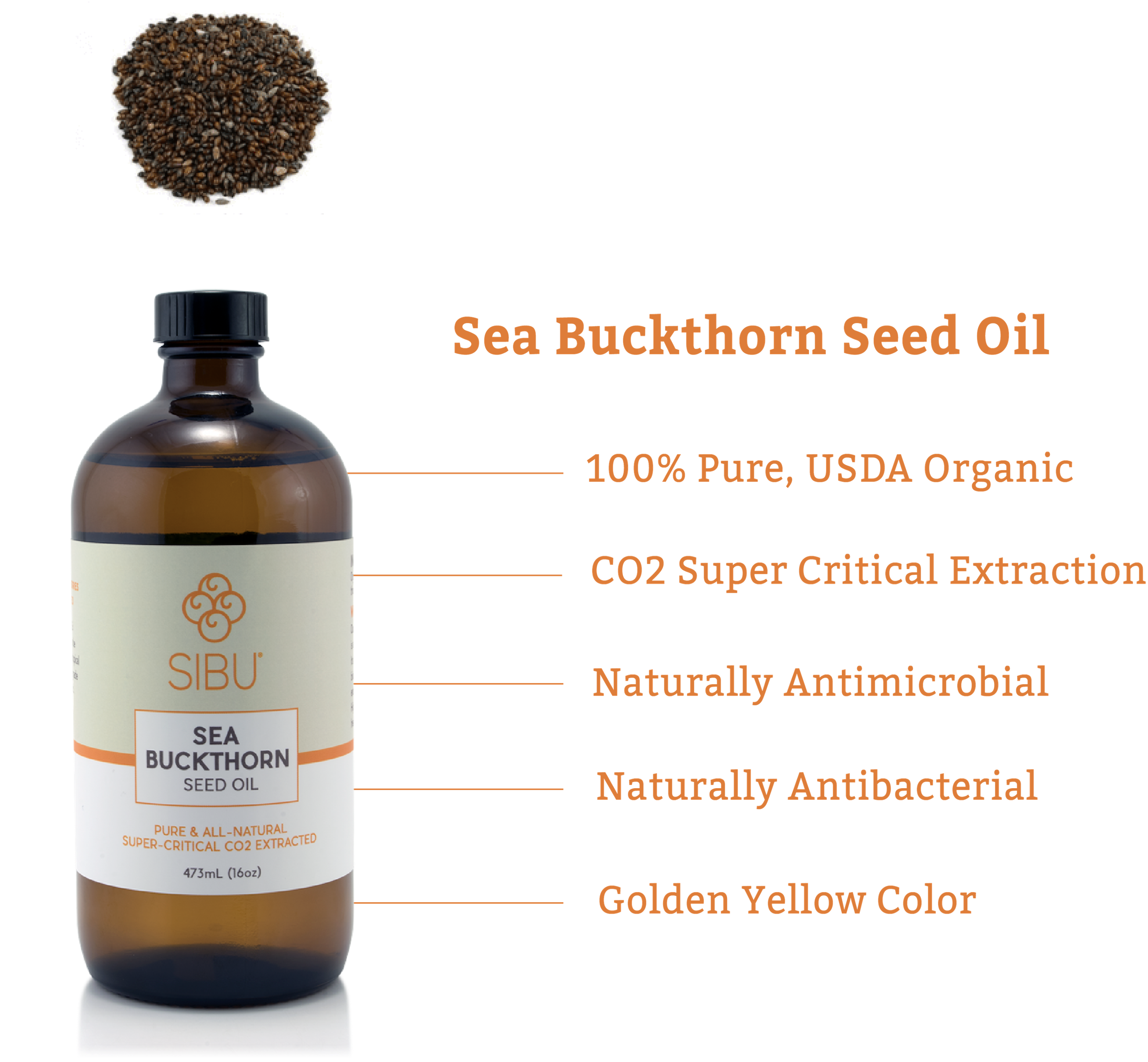 Sea Buckthorn Seed Oil - Pure & All-Natural, Super-Critical CO2 Extracted