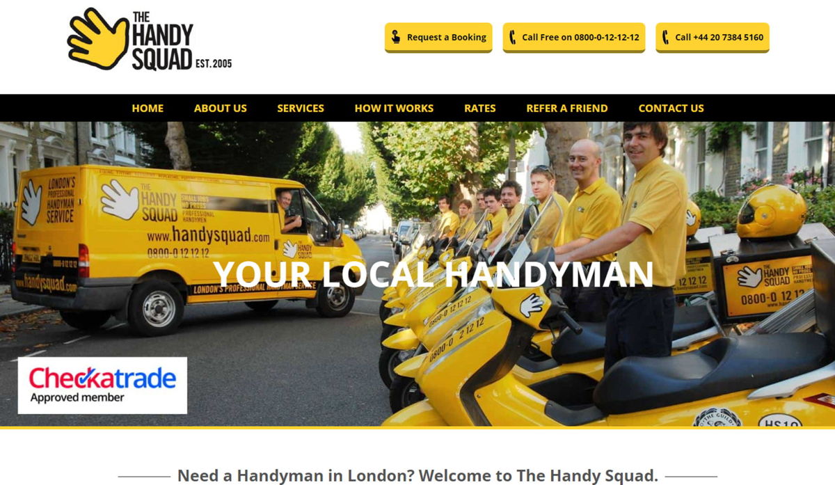 Screenshot of The Handy Squad, from the yellow websites collection.