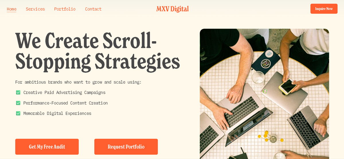 Screenshot of MXV Digital, from the advertising & marketing agency websites collection.