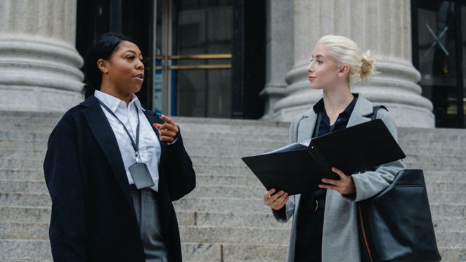 Two lawyers talking to each other