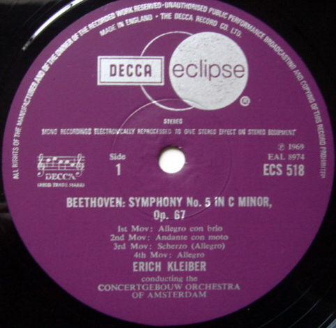 DECCA ECLIPSE / ERICH KLEIBER, - Beethoven Symphony No....