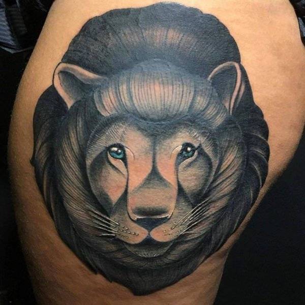 Tatouage Lion Jambe