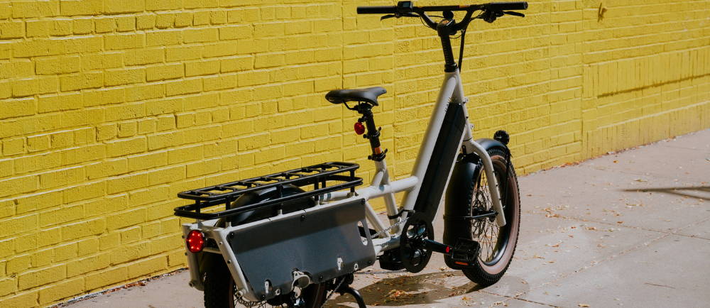 a white specialized globe haul electric cargo bike