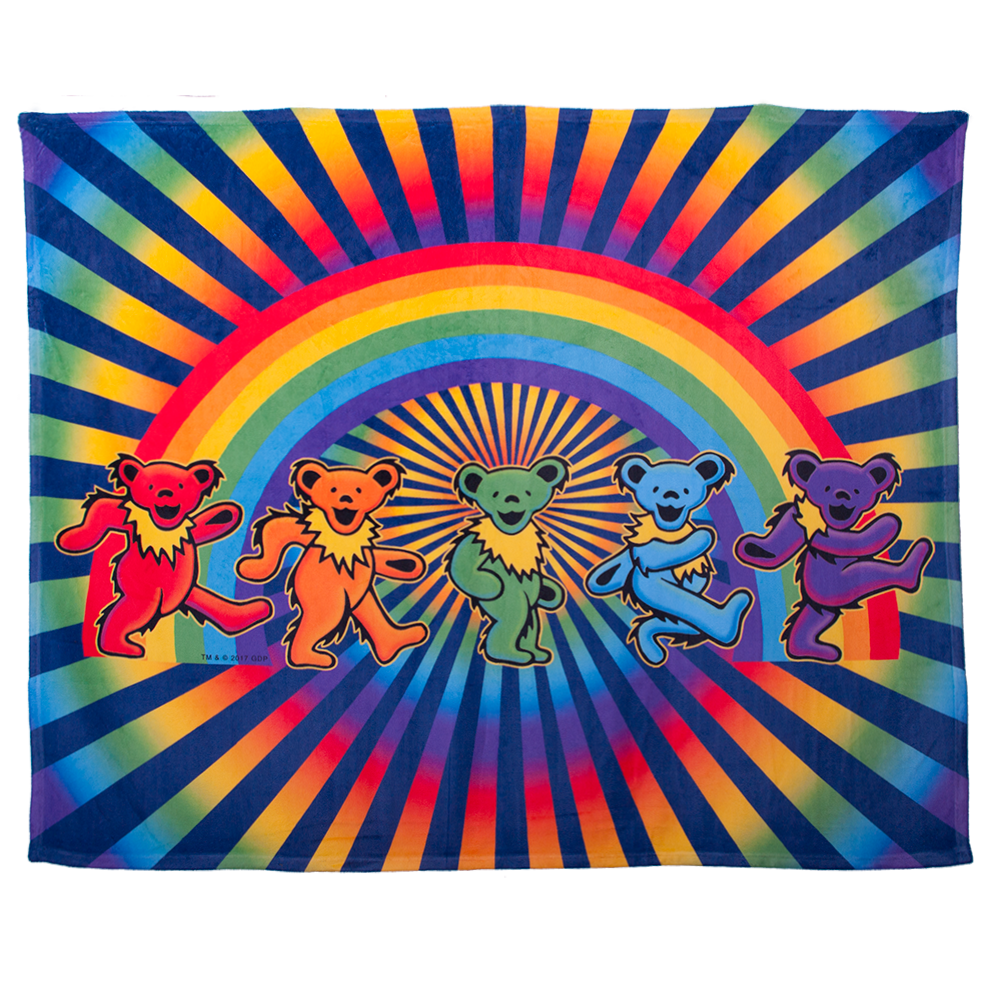 Grateful Dead Rainbow Bears Fleece Blanket