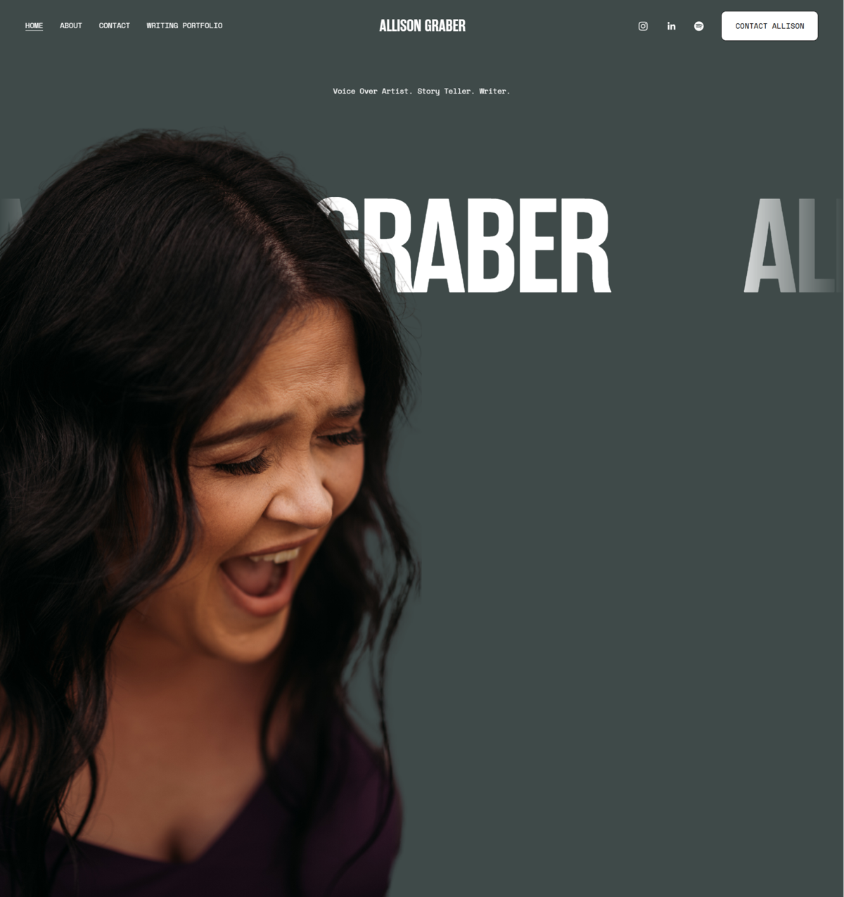 Screenshot of Allison Graber, from the voice actor portfolios collection.