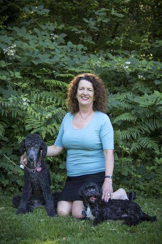 Portland Pet Food Company founder Katie McCarron with her two senior dogs. 