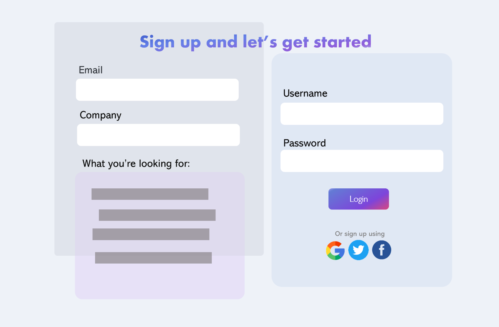 Signup page