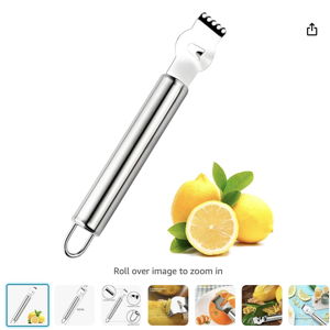 Stainless Steel Lemon Grater Zester, Orange Citrus Peeler with Channel Knife