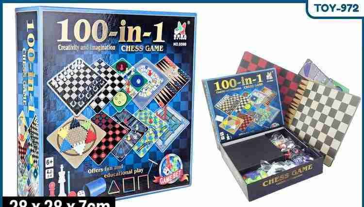 100-In-1 Board Game Set Multi Board Game Set Checker Backgammon Solitaire Kids Adults Play Game