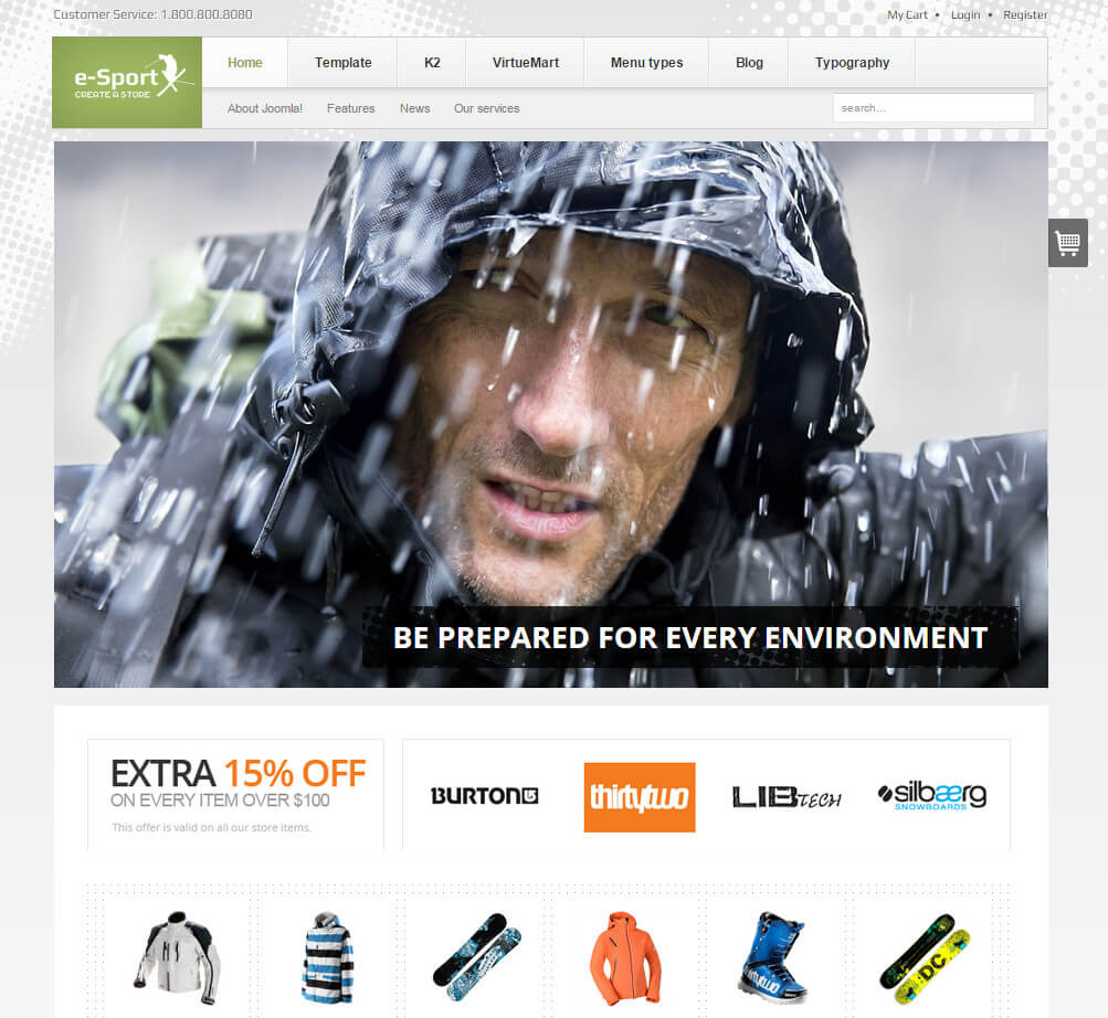 Esport Shopping - шаблон для CMS Joomla