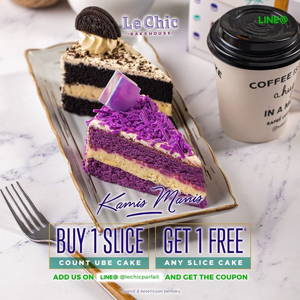Le Chic Parfait: Promo Kamis Manis – BUY 1 SLICE coutn ube cake GET 1 FREE any slice cake! sampai 09/30/2019