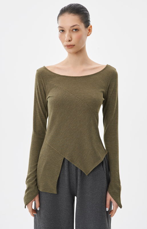 Khaki crop long sleeve