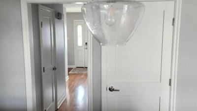 Interior door in a room