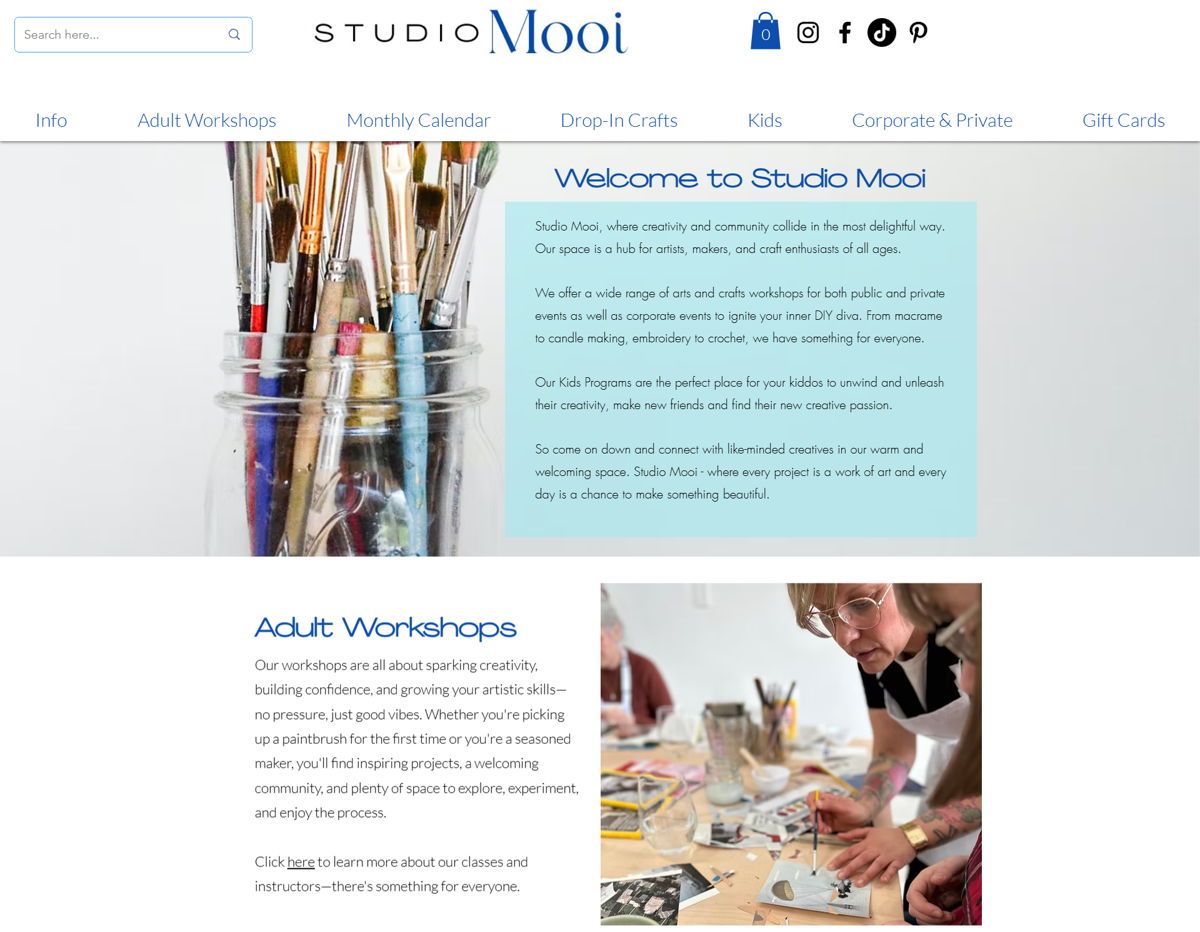 Screenshot of Studio Mooi, from the workshop websites collection.
